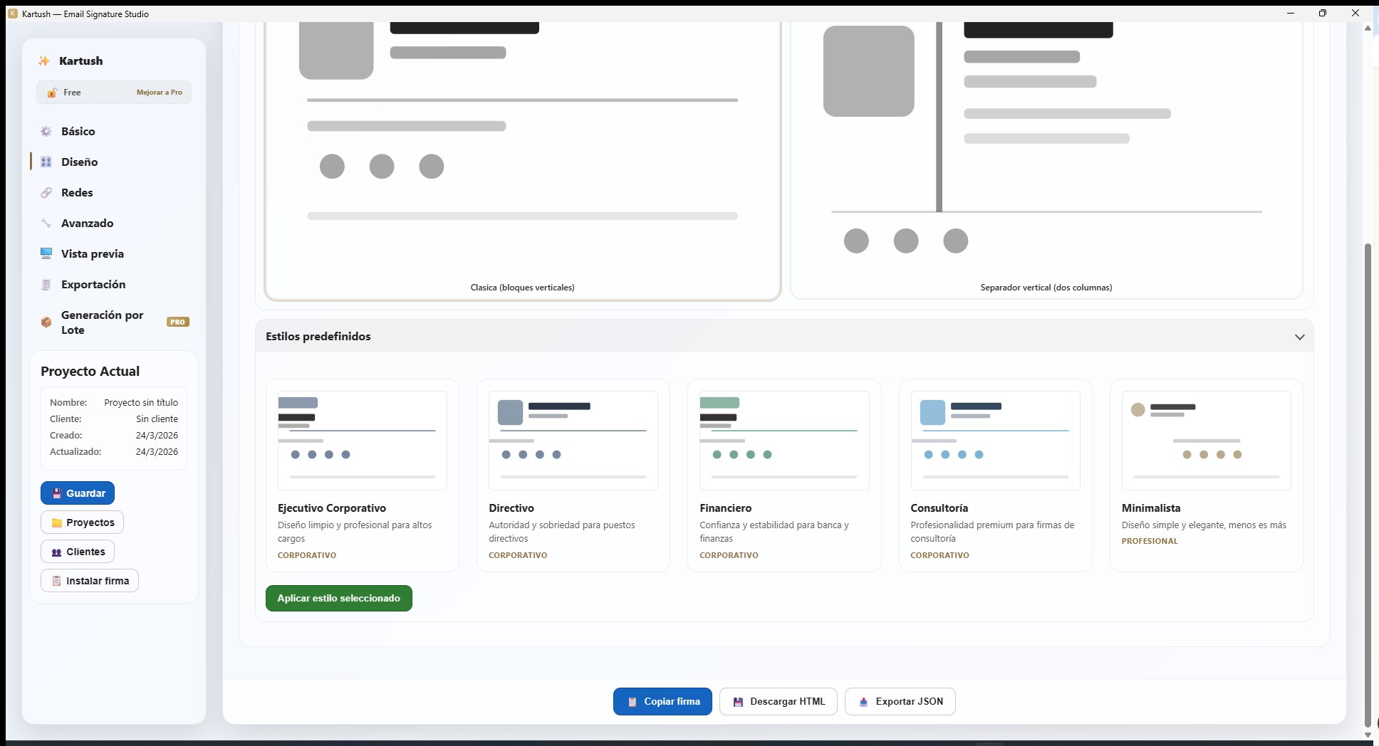 Estilos predefinidos